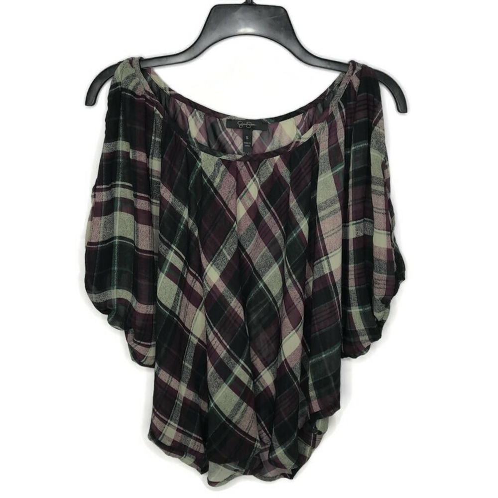 Jessica Simpson | Plaid Sheer Poncho Shirt